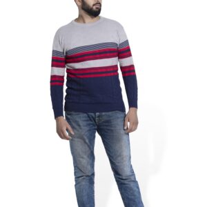 BRATS Round neck Pullover with stripe and self design