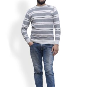 BRATS Round neck pullover with jacquard stripe