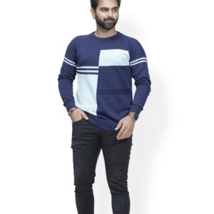 BRATS Two colour intarsia Round neck pullover