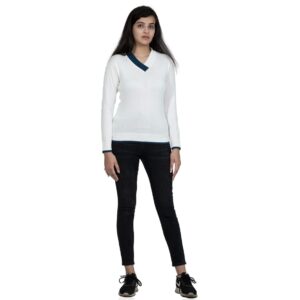 KALPANA V-neck in double colour with self design pullover